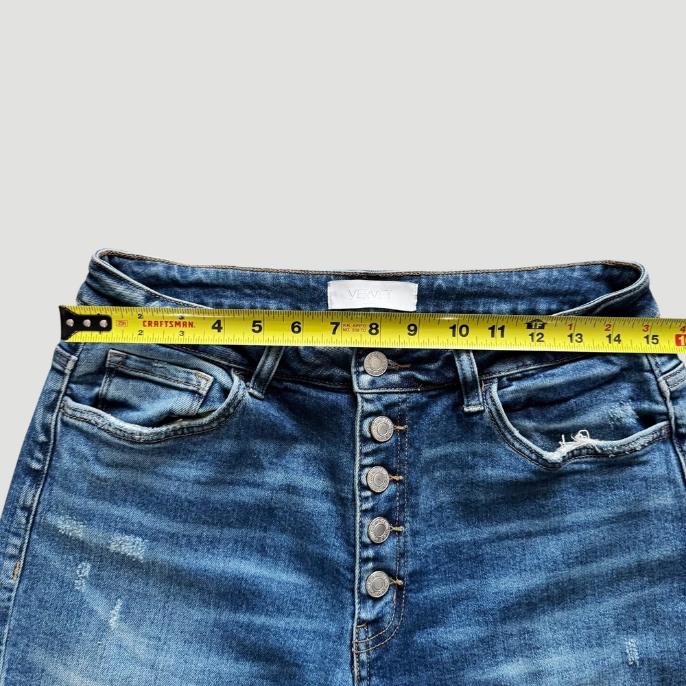 Vervet Blue High Rise Button Fly Distressed Skinny Jeans Women's Sz 29 Grunge - Picture 4 of 11